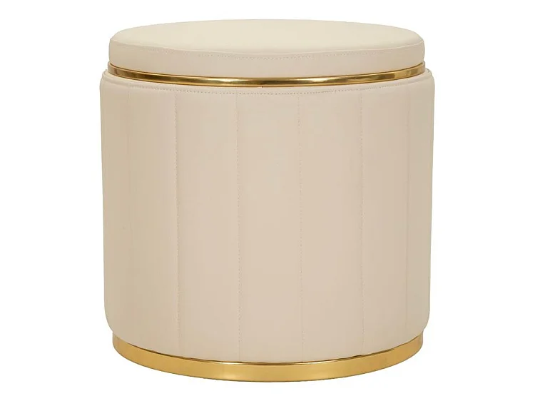 Pouf london avec boîte de rangement crème, ø 46,5x44
