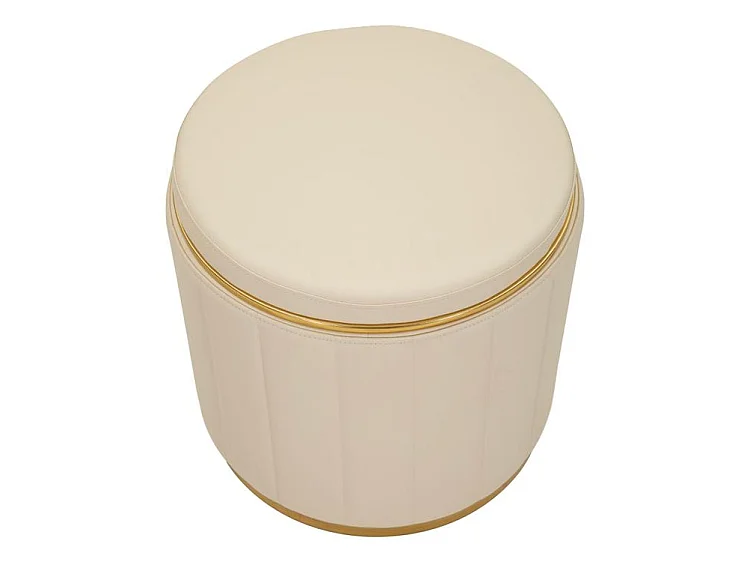 Pouf london avec boîte de rangement crème, ø 46,5x44