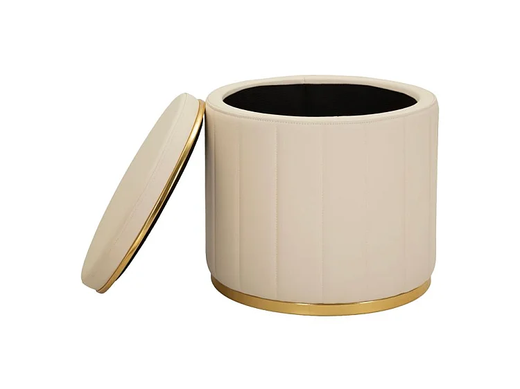 Pouf london avec boîte de rangement crème, ø 46,5x44