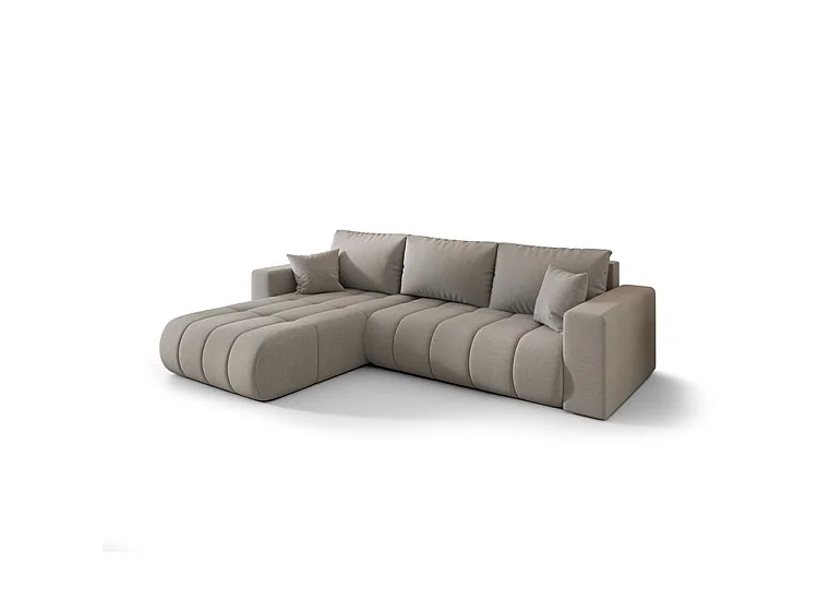 Canapé d’angle velours chenille convertible avec coffre ORIA-Gris clair-angle gauche