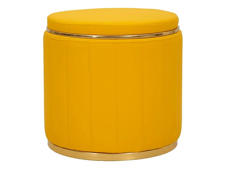 Pouf london avec rangement, couleur moutarde, ø 46,5x44