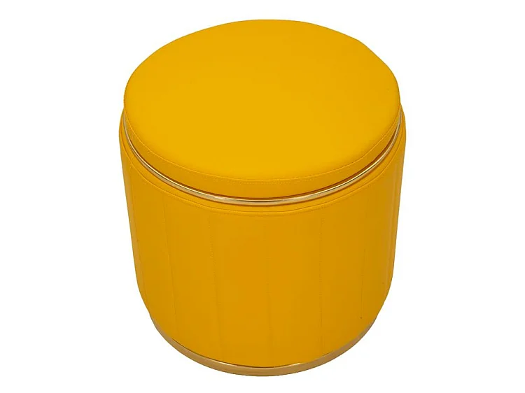Pouf london avec rangement, couleur moutarde, ø 46,5x44