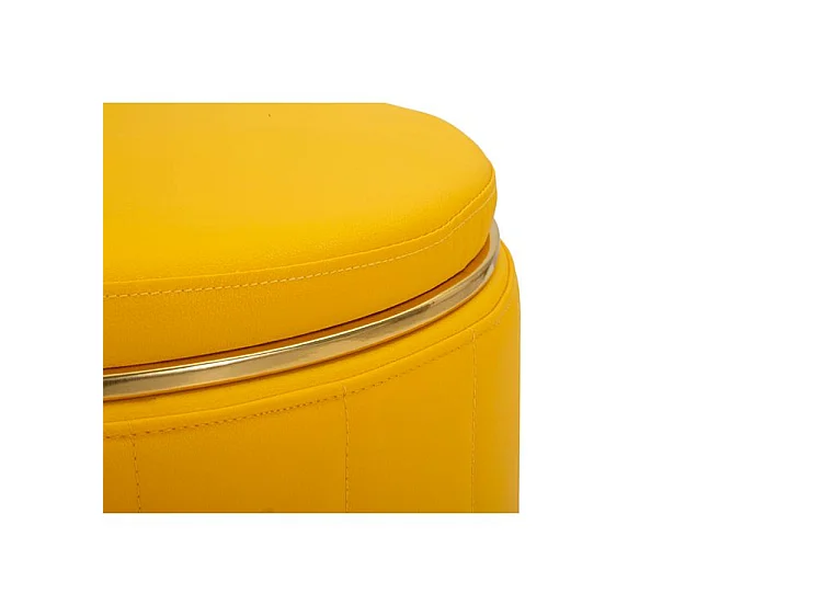 Pouf london avec rangement, couleur moutarde, ø 46,5x44