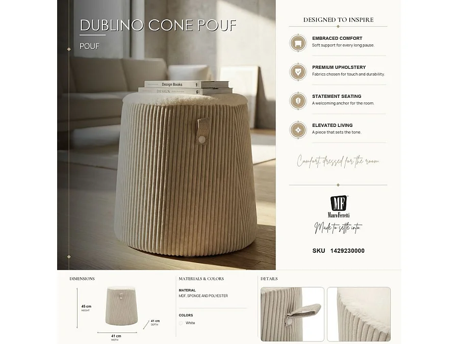 Pouf conique dublino cm ø 41x45