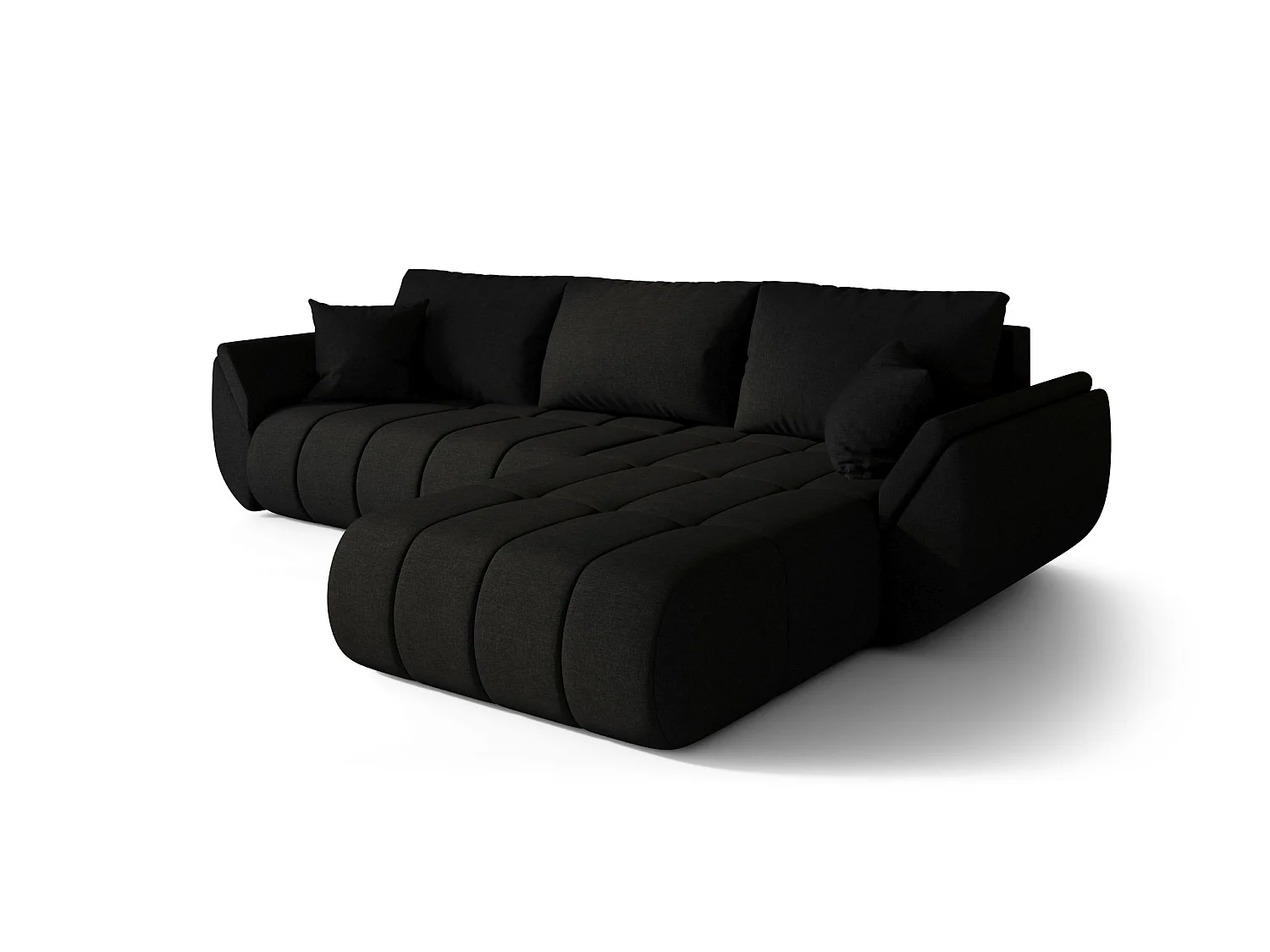 ARCO Chenille Velvet Convertible Hoekbank met Opbergruimte-Zwart-juiste hoek