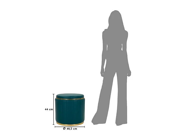 Pouf london avec queue de rangement, ø 46,5x44