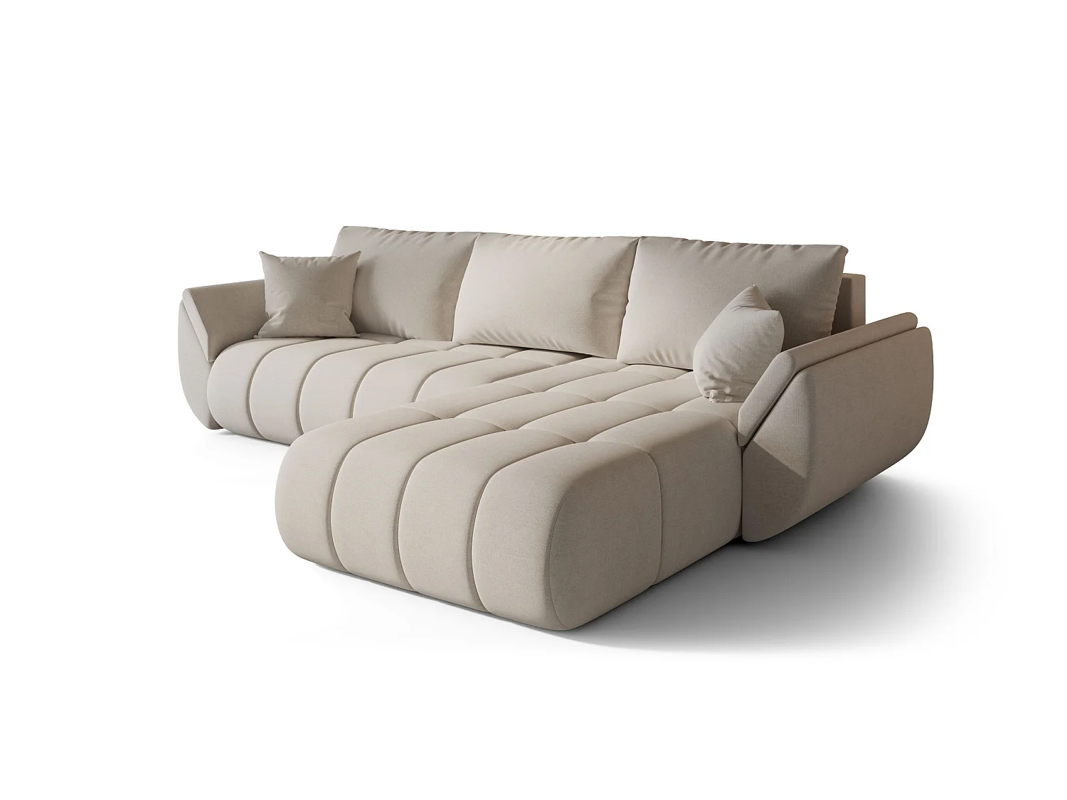 ARCO Chenille Velvet Convertible Hoekbank met Opbergruimte-Licht beige-juiste hoek