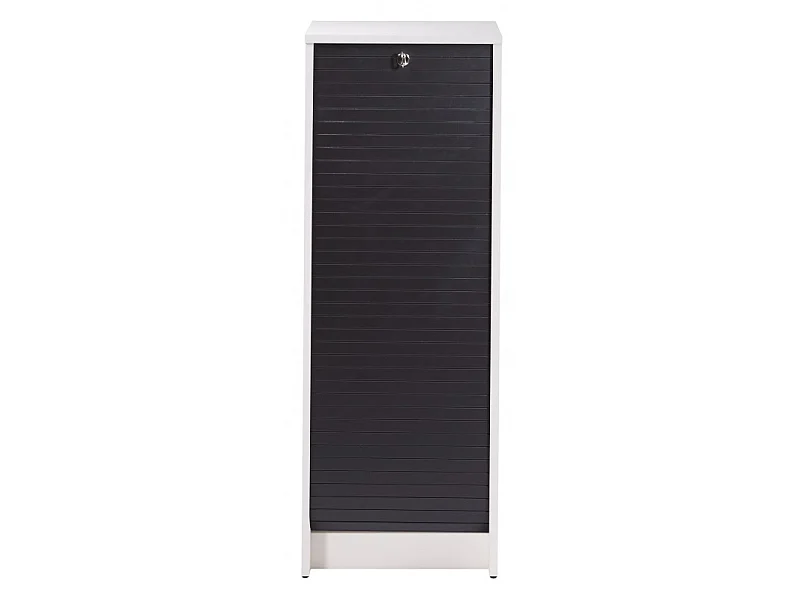 Classeur à rideau blanc BOSTA 104cm – Meuble de rangement sécurisé 5 niches avec serrure-Façade Noir