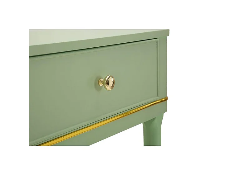 Console Camille Verde 101 cm - Legno di Pino e Finiture Oro, Stile Shabby Chic, Mobiletto Elegante per zone Living - 142912000V