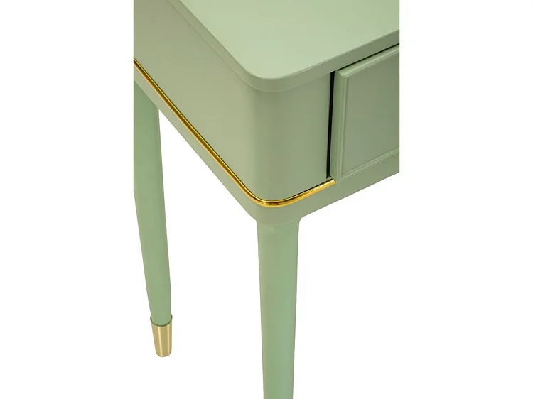 Console Camille Verde 101 cm - Legno di Pino e Finiture Oro, Stile Shabby Chic, Mobiletto Elegante per zone Living - 142912000V