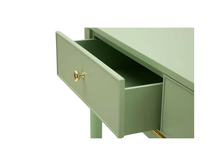 Console Camille Verde 101 cm - Legno di Pino e Finiture Oro, Stile Shabby Chic, Mobiletto Elegante per zone Living - 142912000V