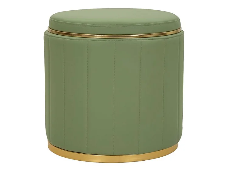 Pouf con contenitore in ecopelle verde chiaro CM Ø 46,5X44