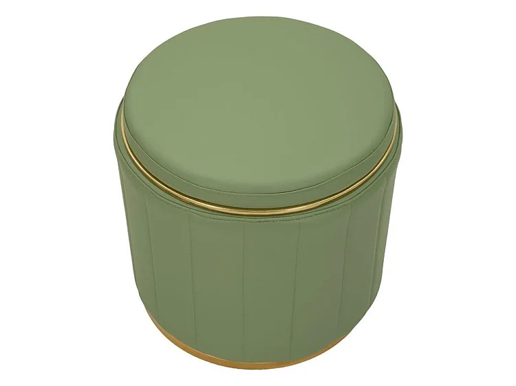 Pouf con contenitore in ecopelle verde chiaro CM Ø 46,5X44