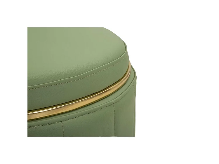 Pouf con contenitore in ecopelle verde chiaro CM Ø 46,5X44