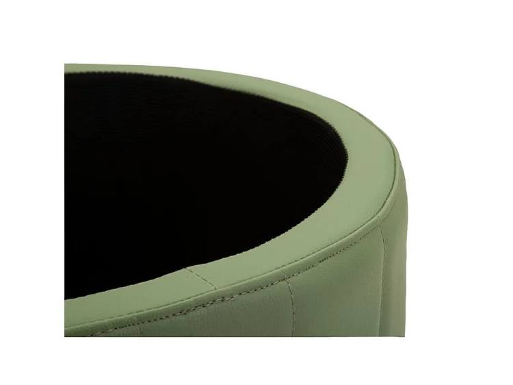 Pouf con contenitore in ecopelle verde chiaro CM Ø 46,5X44