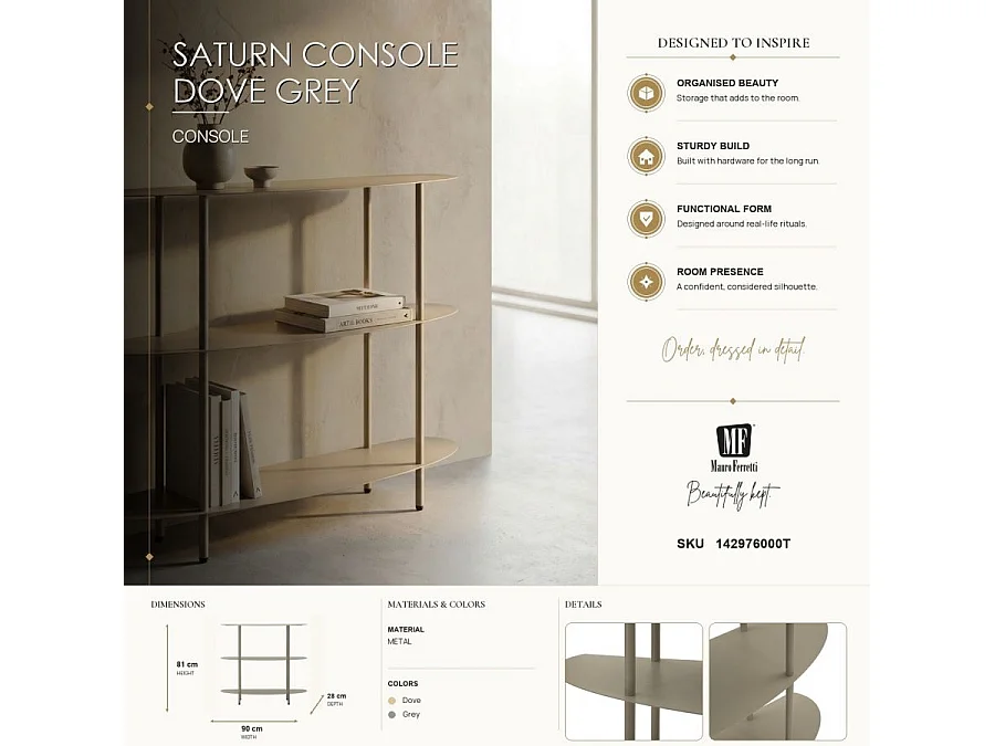 Console Saturn gris coquille design compact moderne