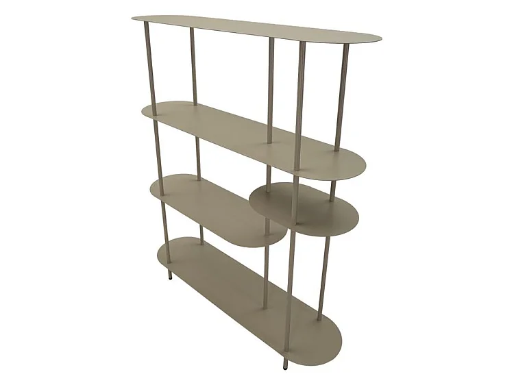 Bücherregal Saturno Taubengrau – Metallgestell mit 3 Regalböden, modernes und elegantes Design, 118 x 31 x 139 cm – Zeitgenössisches Möbelstück