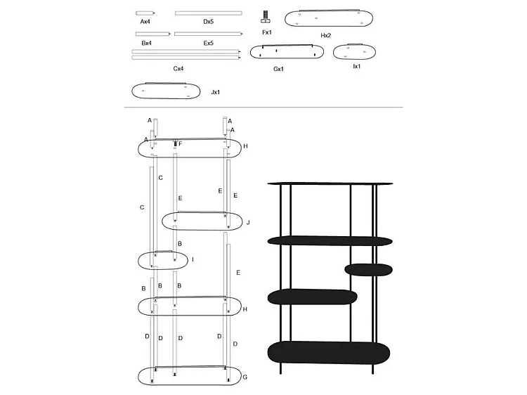 Bücherregal Saturno Taubengrau – Metallgestell mit 3 Regalböden, modernes und elegantes Design, 118 x 31 x 139 cm – Zeitgenössisches Möbelstück