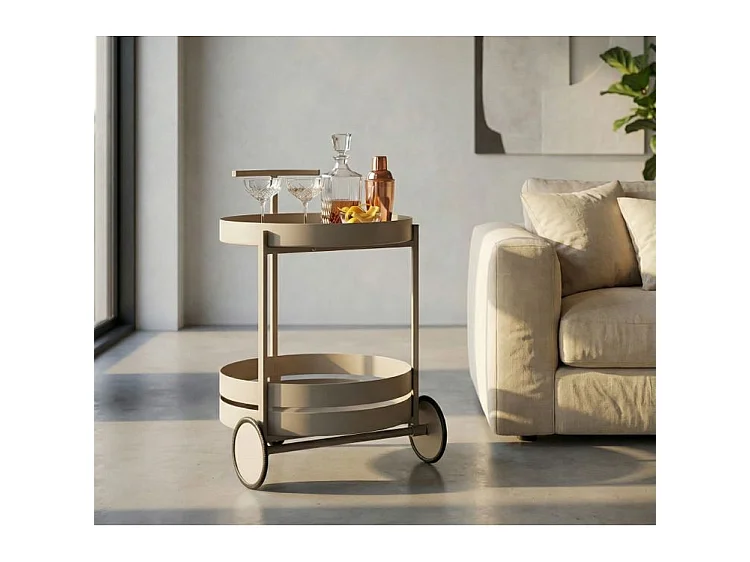 Saturn barwagen in schelpgrijs, 40x49,5x61 cm