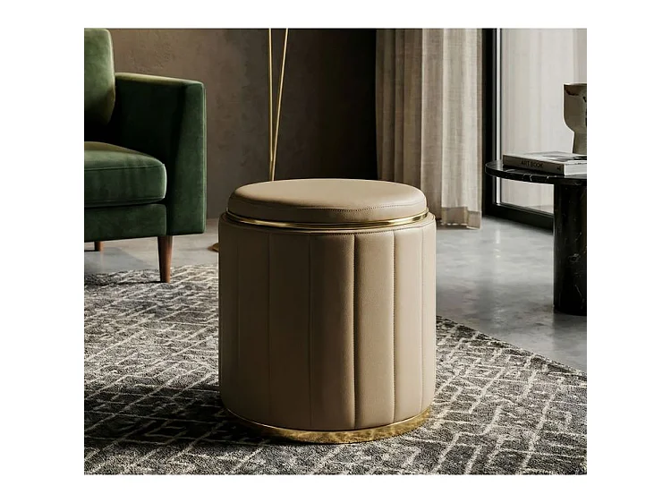 Pouf london avec rangement marron ø 46,5x44