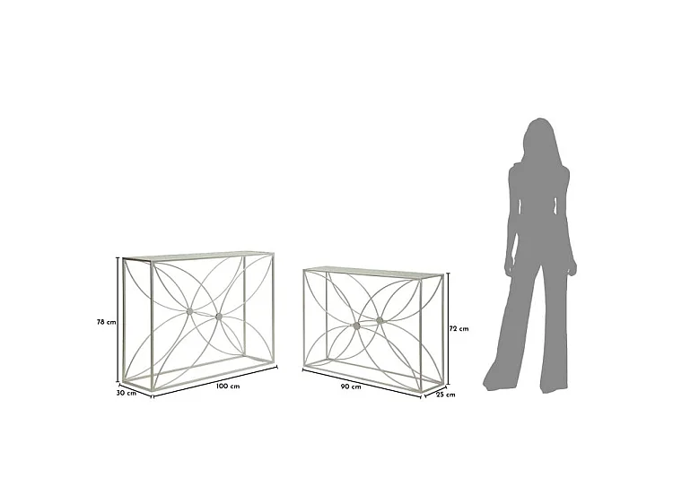 Ensemble de console paradise (2 pièces) - dimensions : 100 x 30x78 - 90 x 25x72