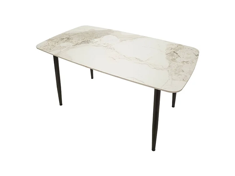 Table à manger Josh effet marbre noir design moderne
