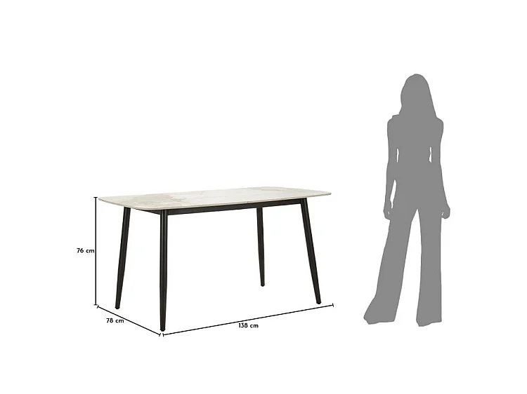 Table à manger Josh effet marbre noir design moderne