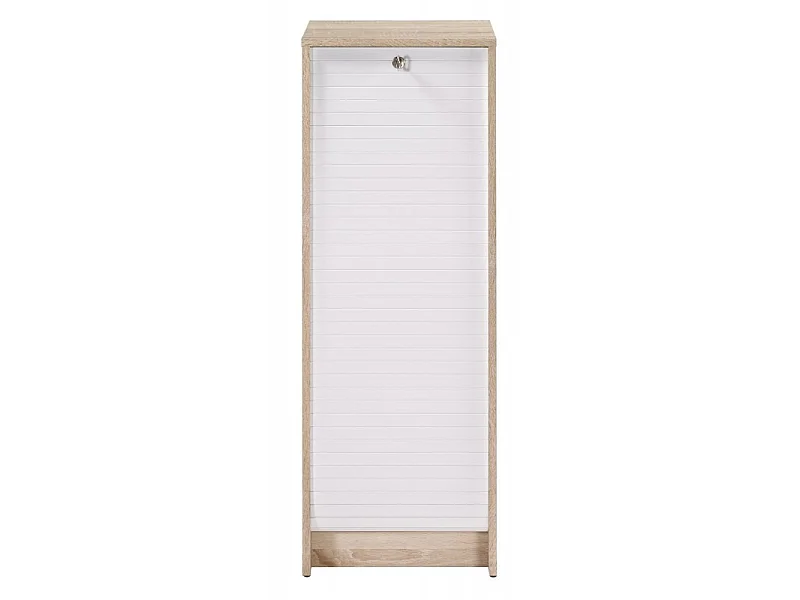 BOSTA 104 cm licht eikenhouten roltop archiefkast – veilige opbergkast met 5 planken en slot-Facade Wit