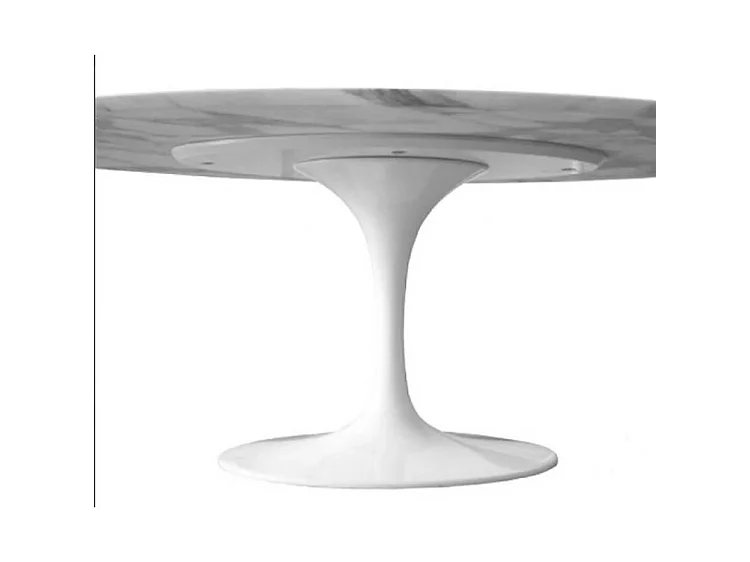 Table ronde TULIPE plateau en marbre - Collection-Plateau Marbre blanc Carrara-Diamètre 90 cm-Piètement Noir