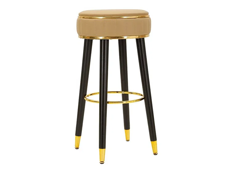 Tabouret de bar London marron design rétro chic doré