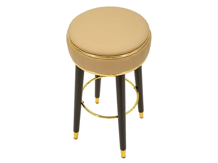 Tabouret de bar London marron design rétro chic doré
