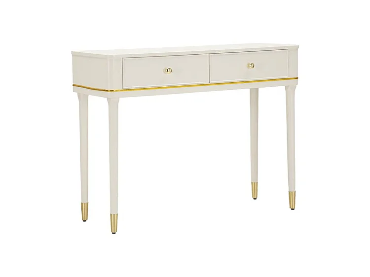 Consolle in legno bianca con dettagli dorati CM 101X37X78