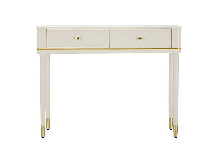 Consolle in legno bianca con dettagli dorati CM 101X37X78