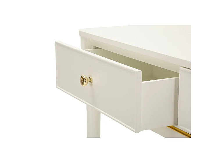 Consolle in legno bianca con dettagli dorati CM 101X37X78