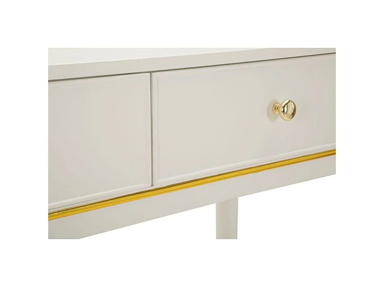Consolle in legno bianca con dettagli dorati CM 101X37X78