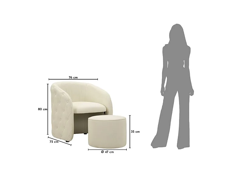 Fauteuil Zagabria avec pouf capitonné design élégant