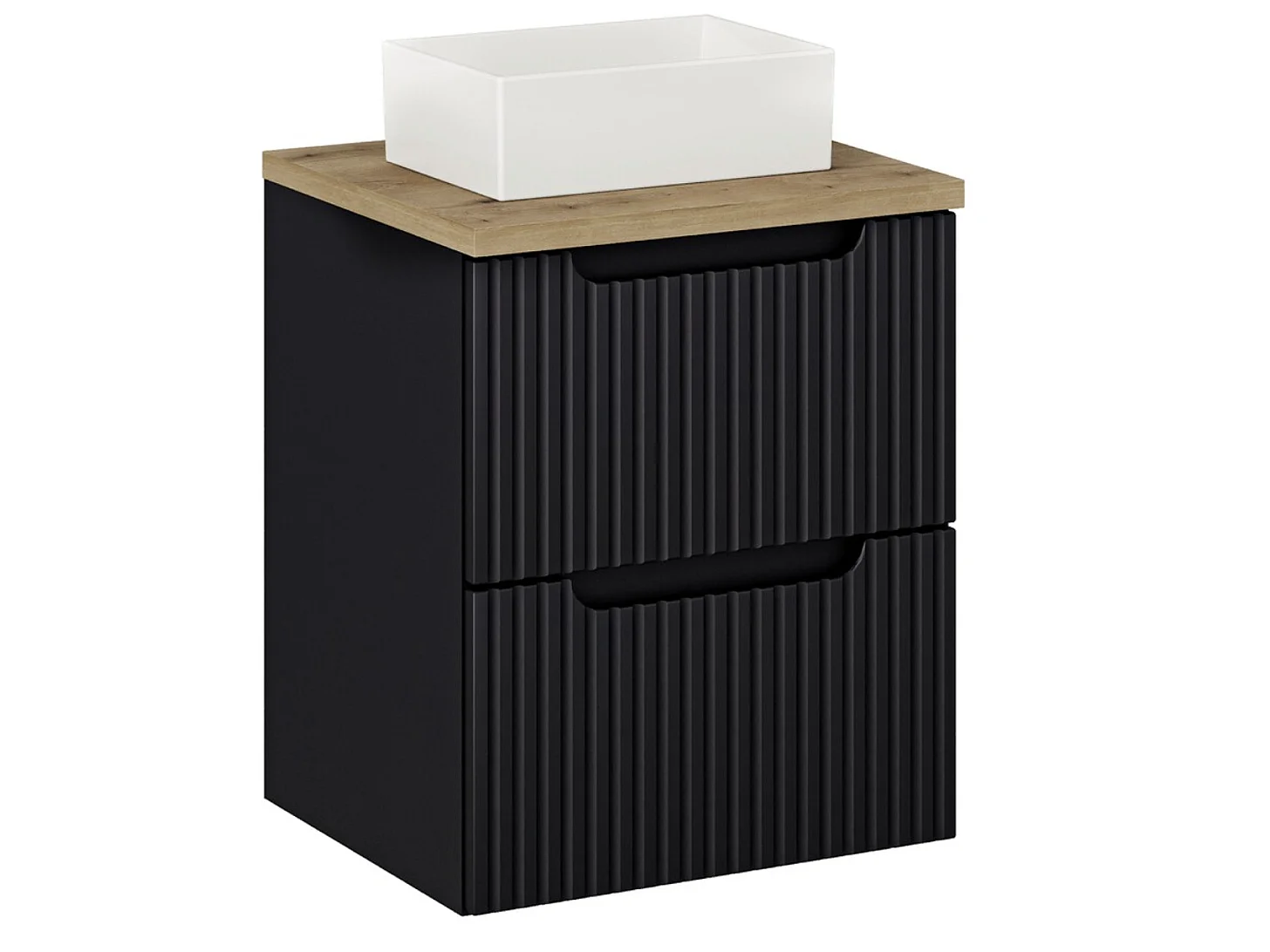 Mueble de baño suspendido NOVA de 50 cm con 2 cajones y lavabo GAJA: elegancia minimalista y ahorro de espacio.-
