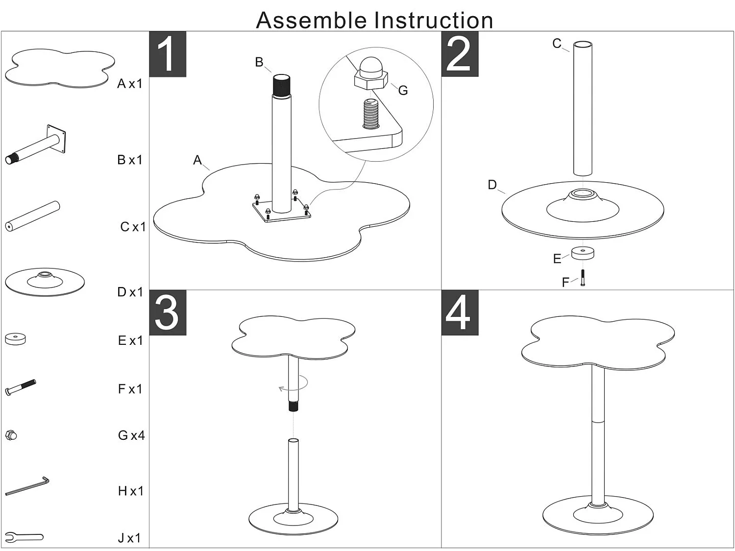 Table de bar clox tail cm ø 60x103