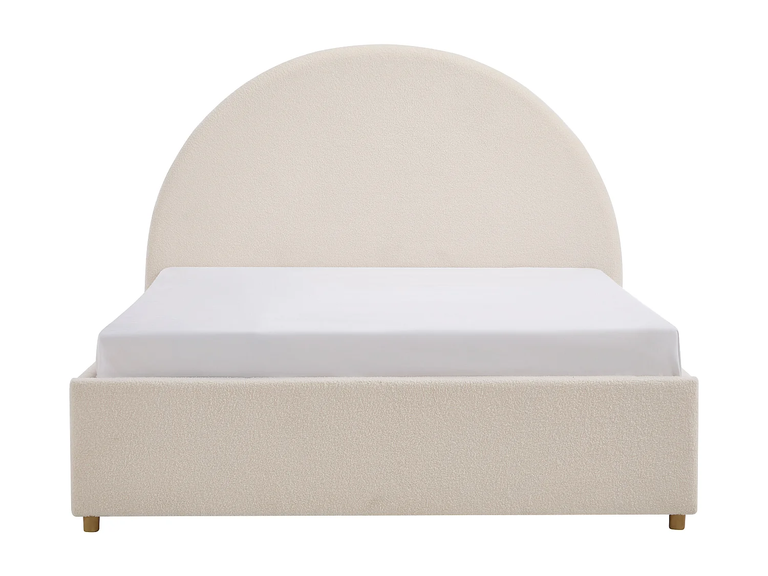 Lit avec tiroir gigogne 140 x 190 cm - Tissu bouclette – Crème + Matelas – LIRIMO