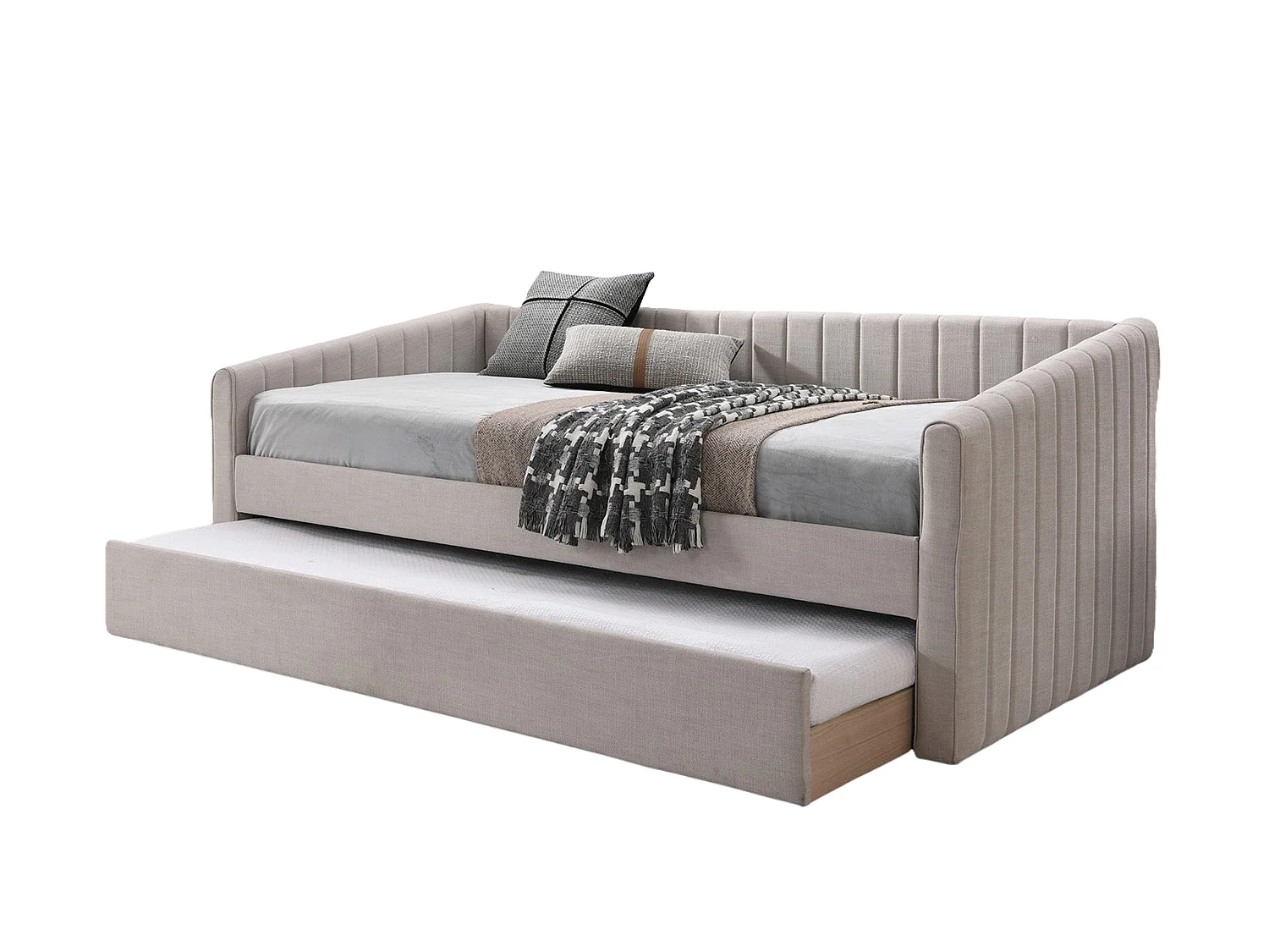 Upholstered Daybed - 90 x 190 cm Day Bed in Cream