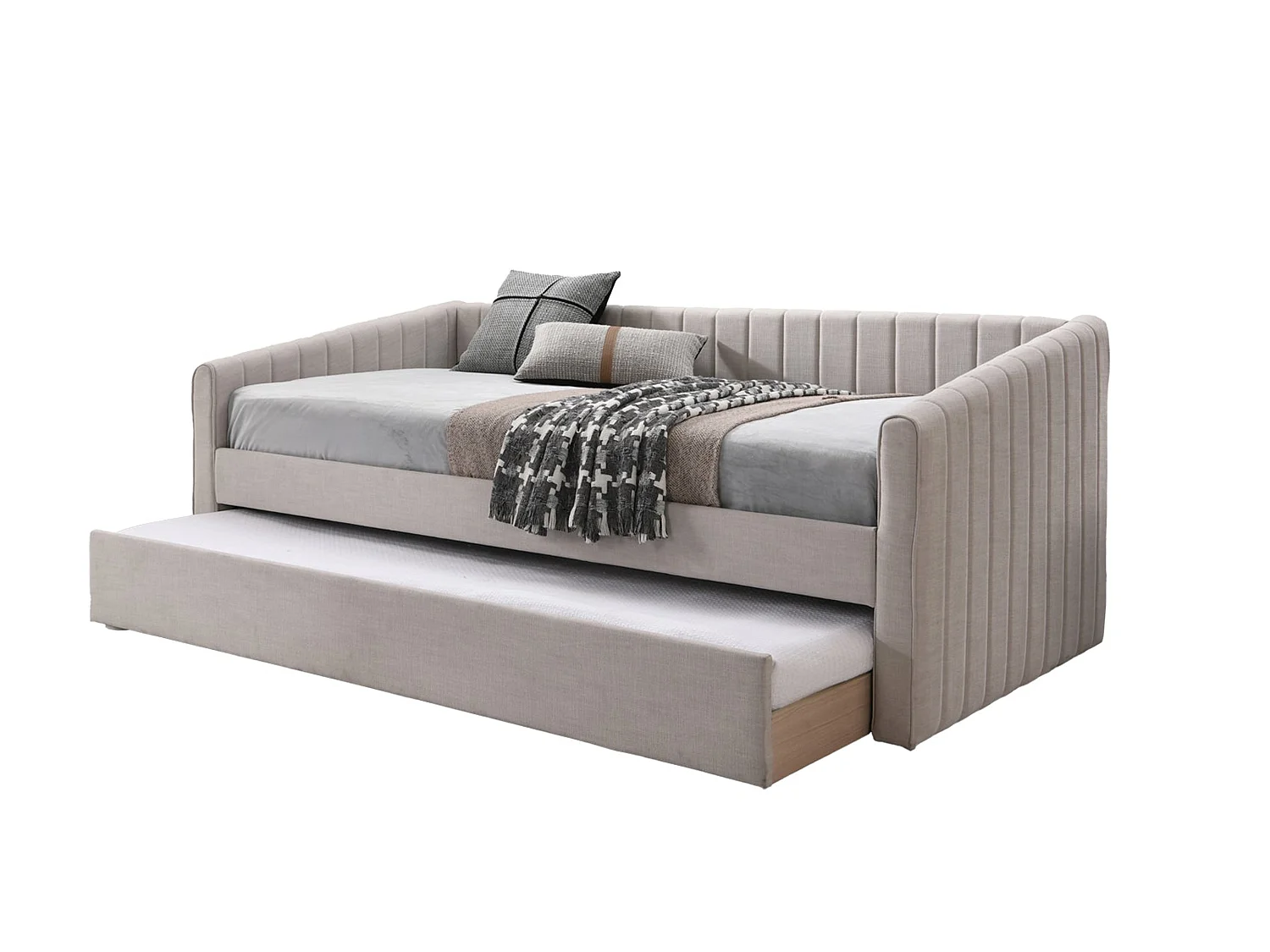 Upholstered Daybed - 90 x 190 cm Day Bed in Cream