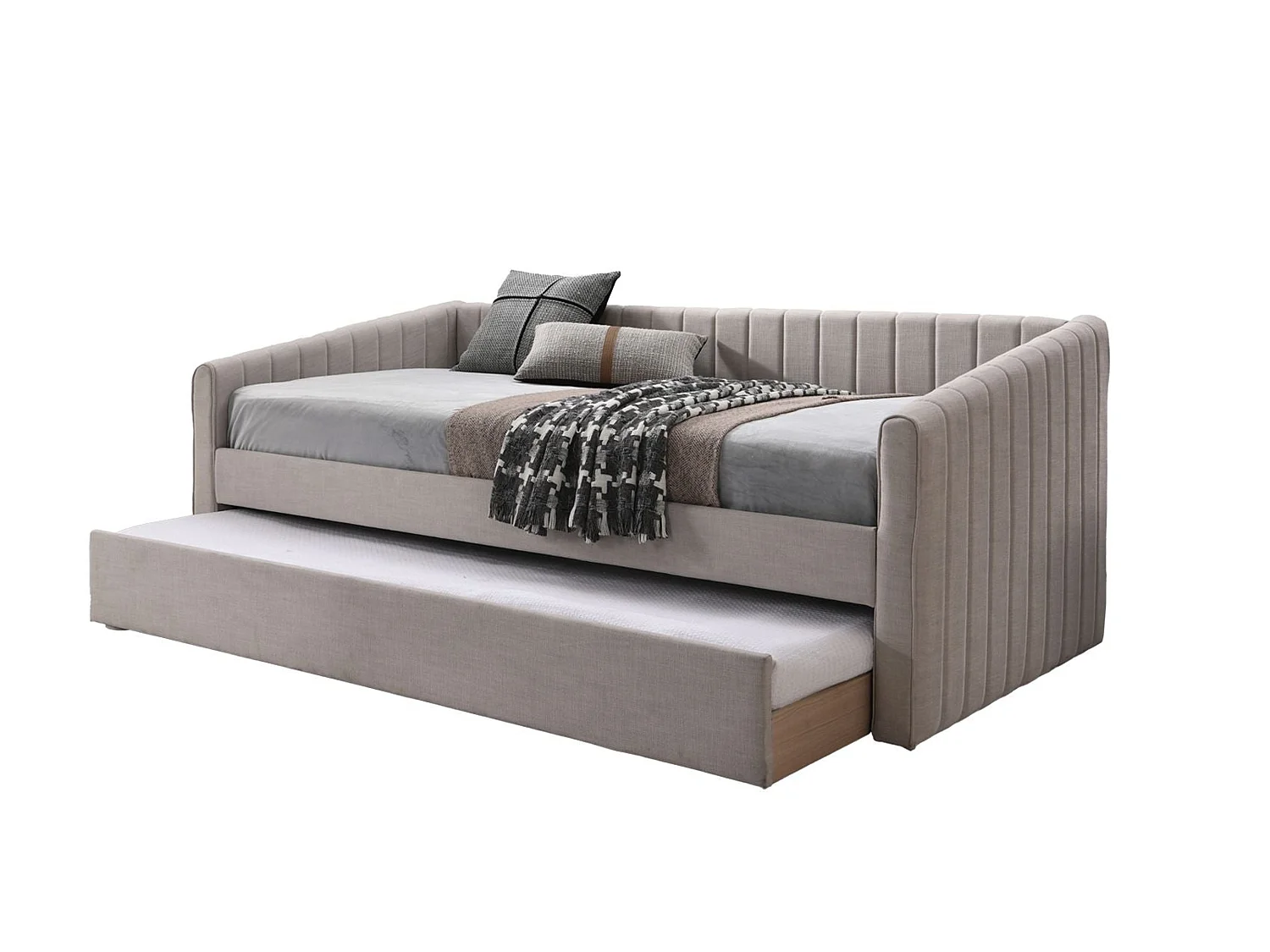Upholstered Daybed - 90 x 190 cm Day Bed in Cream
