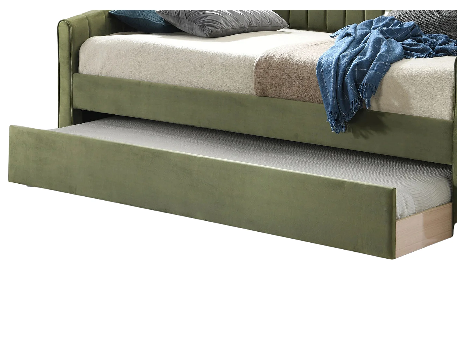 Upholstered Daybed - 75 x 190 cm Day Bed Rollout Underbed Feature in Green