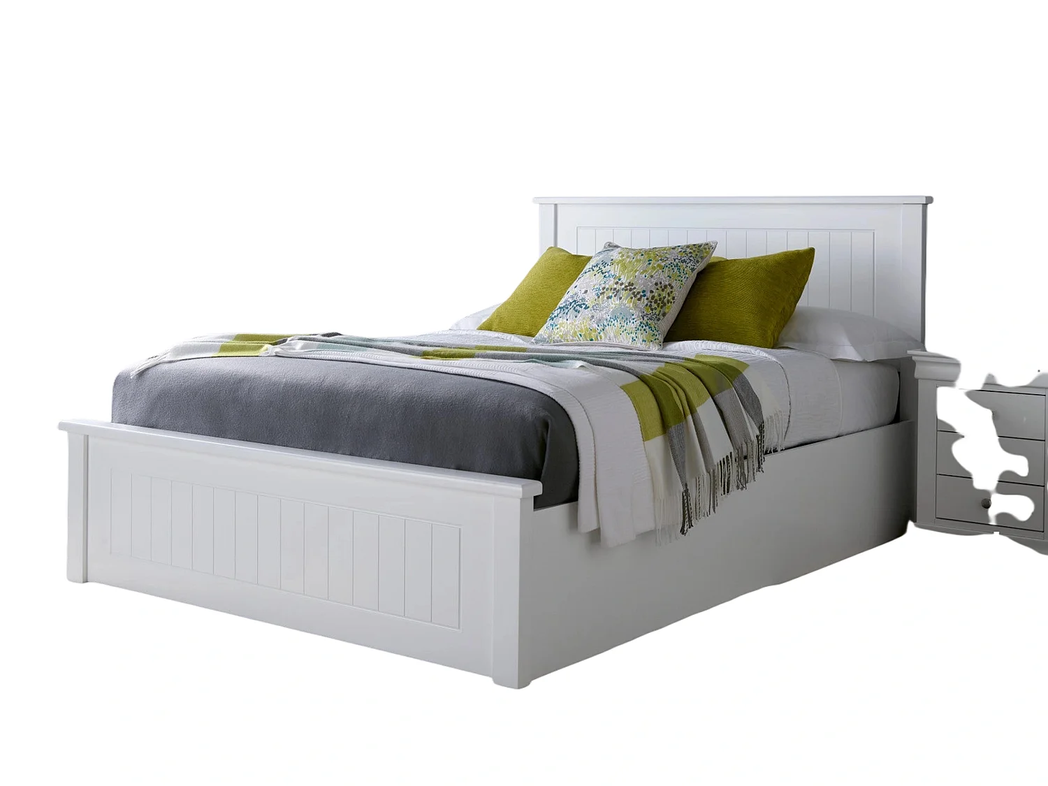 Painted Wood Storage bed - 135 x 190 cm Ottoman Bed With Ottoman Storage in White