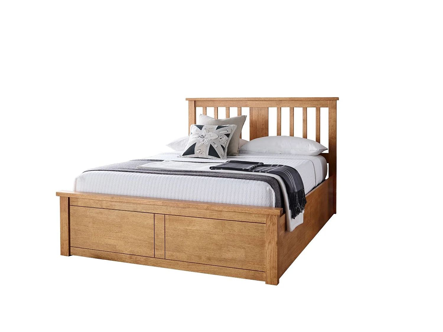 Oak Storage bed - 135 x 190 cm Ottoman Bed With Ottoman Storage in Dark Golden Brown