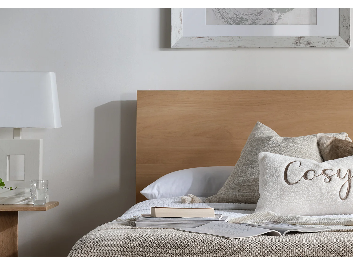 Wood Bedframe - 150 x 200 cm Bedframe in Beige