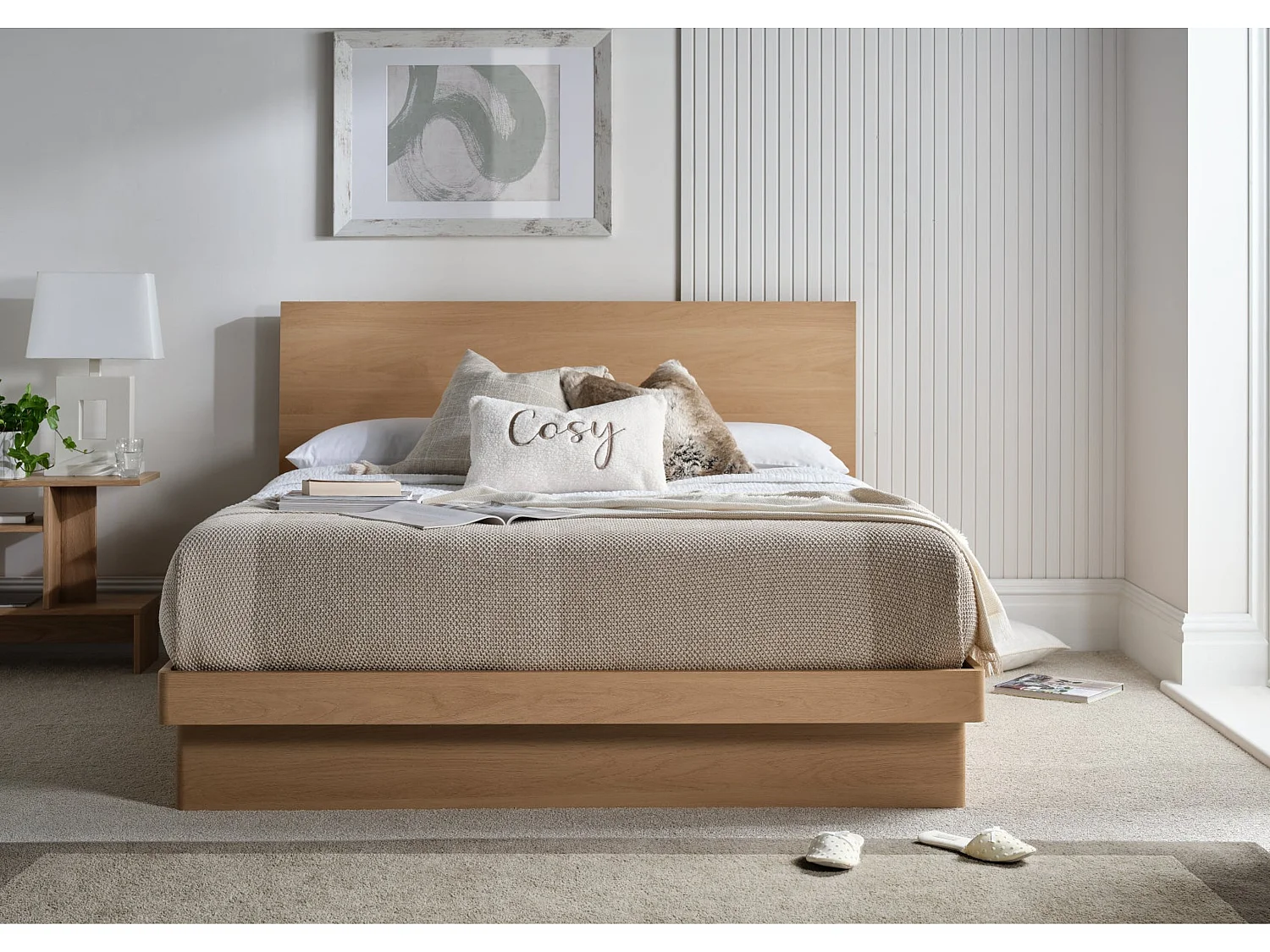 Wood Bedframe - 150 x 200 cm Bedframe in Beige