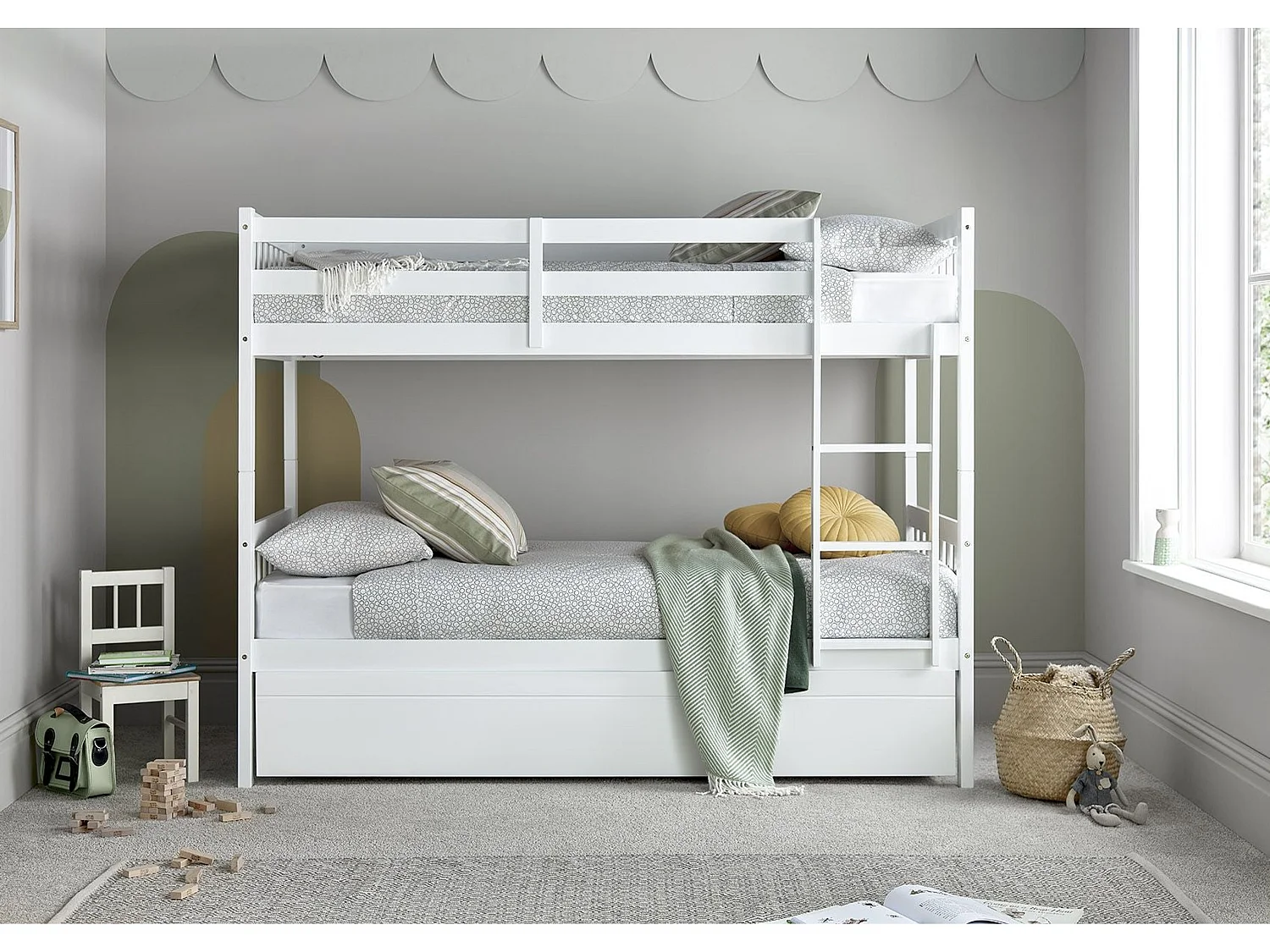 Painted Wood Bedframe - 90 x 190 cm Bedframe in White