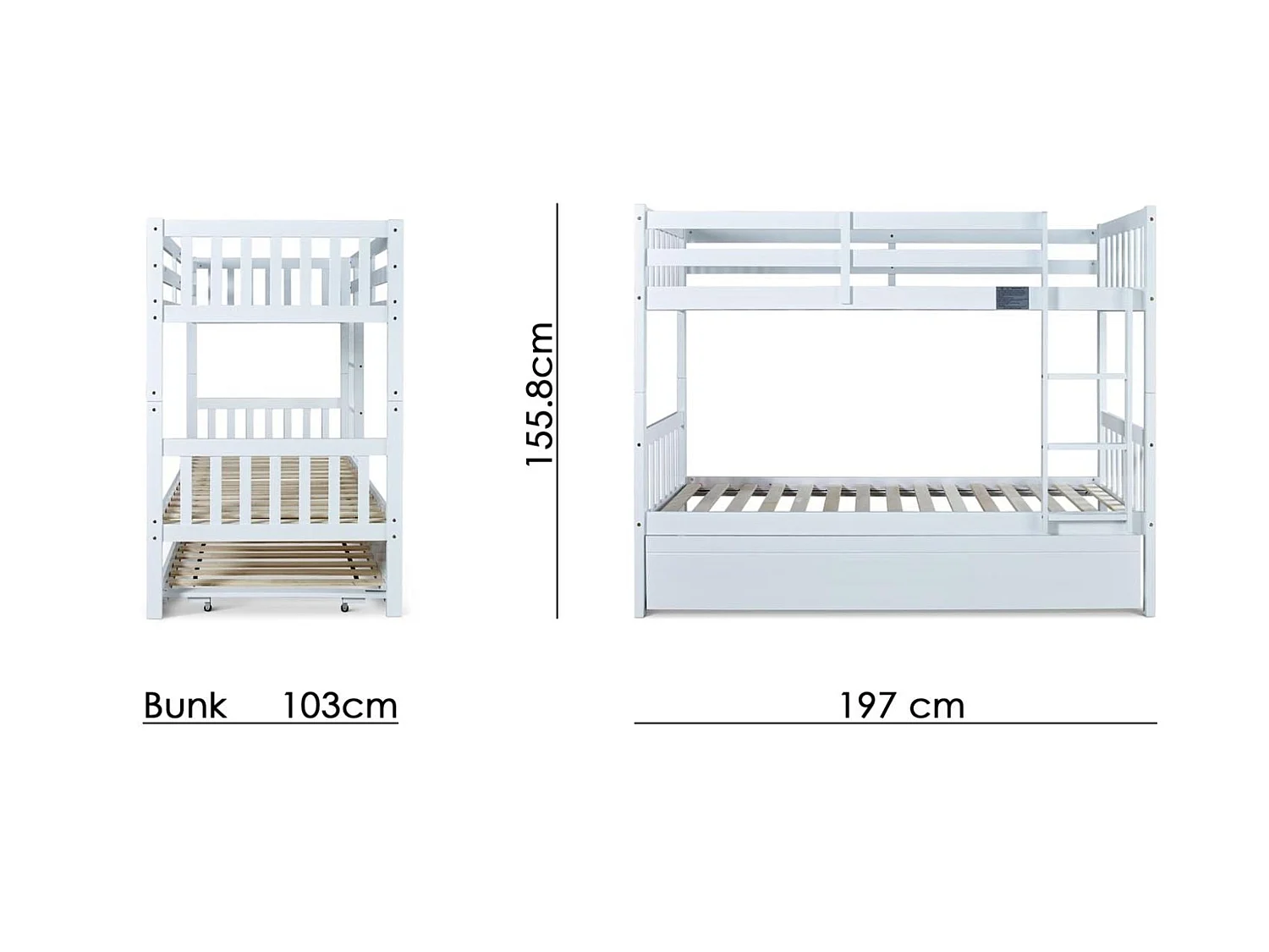 Painted Wood Bedframe - 90 x 190 cm Bedframe in White