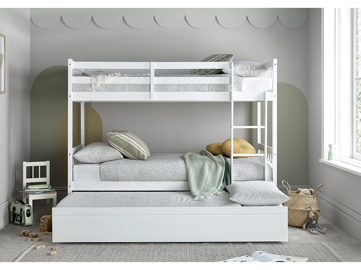 Painted Wood Bedframe - 90 x 190 cm Bedframe in White